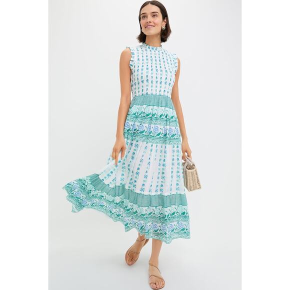 OLIPHANT Boreggo Green Sleeveless Smocked Maxi Dress Size M NWT Retail $298 - Picture 7 of 7